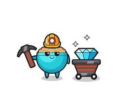 Character Illustration of cereal bowl as a miner vector