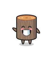 tree stump cartoon character doing wave hand gesture vector