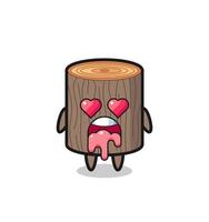 the falling in love expression of a cute tree stump with heart shaped eyes vector