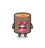 the falling in love expression of a cute tree stump with heart shaped eyes vector