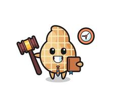caricatura de mascota de maní como juez vector