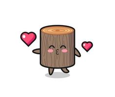 tree stump character cartoon with kissing gesture vector