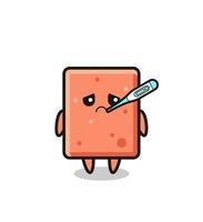 brick mascot character with fever condition vector