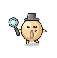 soy bean cartoon character searching with a magnifying glass vector