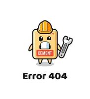 error 404 con la linda mascota del saco de cemento vector