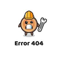 error 404 con la linda mascota de grano de madera vector