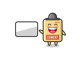 cement sack cartoon illustration doing a presentation vector