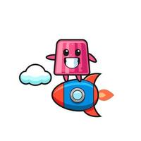jelly mascot character riding a rocket vector