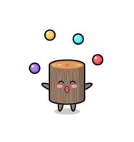 the tree stump circus cartoon juggling a ball vector