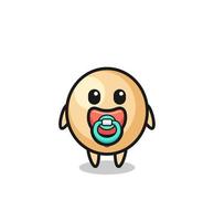 baby soy bean cartoon character with pacifier vector