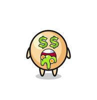 soy bean character with an expression of crazy about money vector