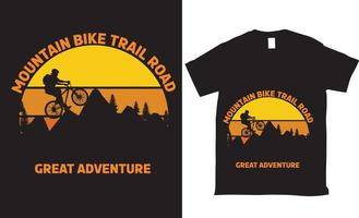 bicicleta de montaña sendero camino gran aventura diseño de camiseta vector