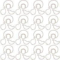 Linear seamless pattern with Mushroom, onion head and garlic clove. Abstract background. vector