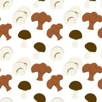 Seamless pattern of different mushrooms in cartoon style. vector