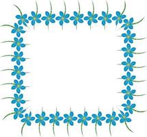 A square frame of flowers in trendy blue shades done in watercolor manner. vector