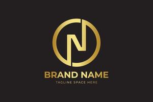 diseño de logotipo de letra n con círculo dorado. n tipografía color dorado. logotipo de icono de letras creativas vector