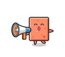 brick character illustration holding a megaphone vector