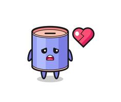 cylinder piggy bank cartoon illustration is broken heart vector