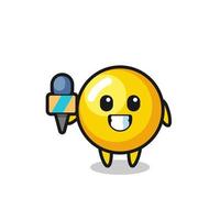 Character mascot of egg yolk as a news reporter vector