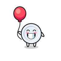 plate mascot illustration is playing balloon vector