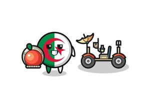 the cute algeria flag as astronaut with a lunar rover vector