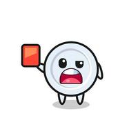plate cute mascot as referee giving a red card vector