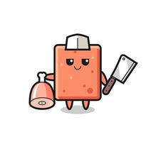 Illustration of brick character as a butcher vector