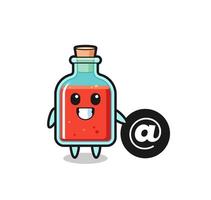 Cartoon Illustration of square poison bottle standing beside the At symbol vector