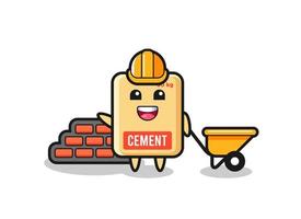 Cartoon character of cement sack as a builder vector