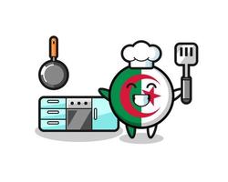 ilustración de personaje de bandera de argelia mientras un chef está cocinando vector