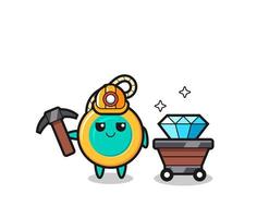 Character Illustration of yoyo as a miner vector