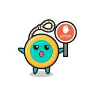 yoyo character illustration holding a stop sign vector