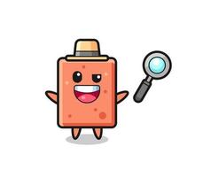 illustration of the brick mascot as a detective who manages to solve a case vector