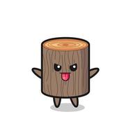 naughty tree stump character in mocking pose vector