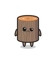 the mascot of the tree stump with sceptical face vector