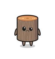 the mascot of the tree stump with sceptical face vector