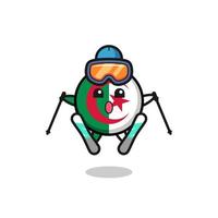 algeria flag mascot character as a ski player vector