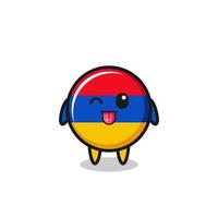 lindo personaje de la bandera de armenia en dulce expresión mientras saca la lengua vector