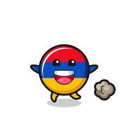the happy armenia flag cartoon with running pose vector