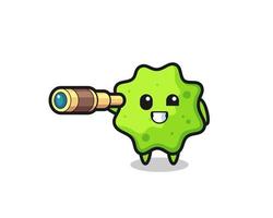 cute splat character is holding an old telescope vector