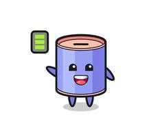 cylinder piggy bank mascot character with energetic gesture vector