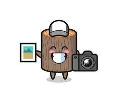 Character Illustration of tree stump as a photographer vector