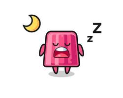 ilustración de personaje de gelatina durmiendo por la noche vector