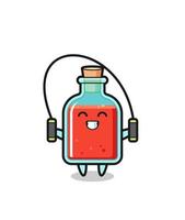 square poison bottle character cartoon with skipping rope vector