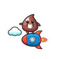 choco chip mascot character riding a rocket vector