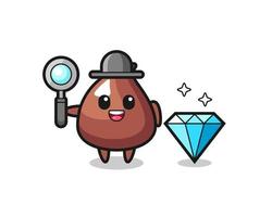 Illustration of choco chip character with a diamond vector