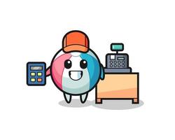 Illustration of beach ball character as a cashier vector