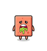 the cute brick character with puke vector