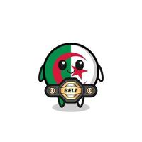 the MMA fighter algeria flag mascot with a belt vector