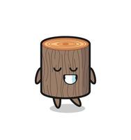 tree stump cartoon illustration with a shy expression vector